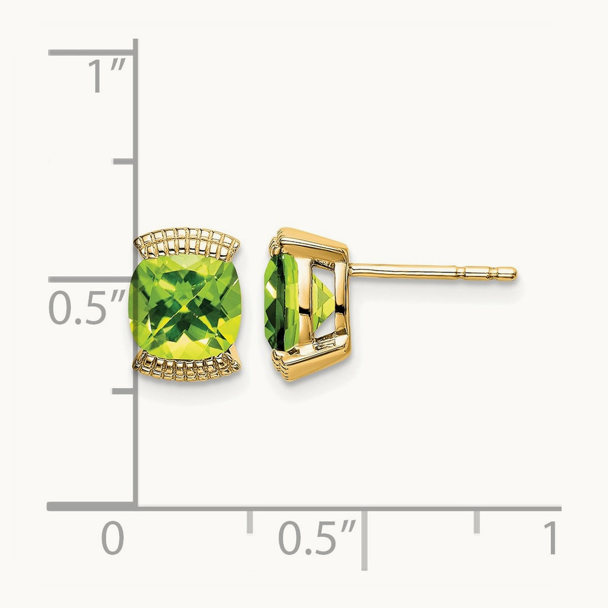 Peridot Post Earrings — 14K Yellow Gold