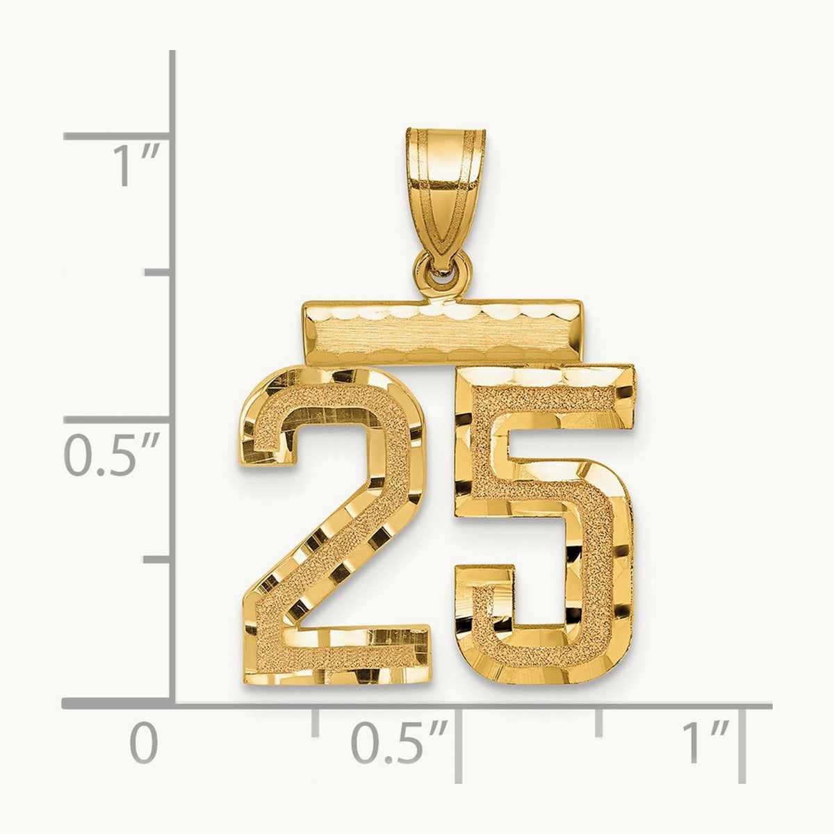 Medium Diamond-cut Number 25 Charm, 14K