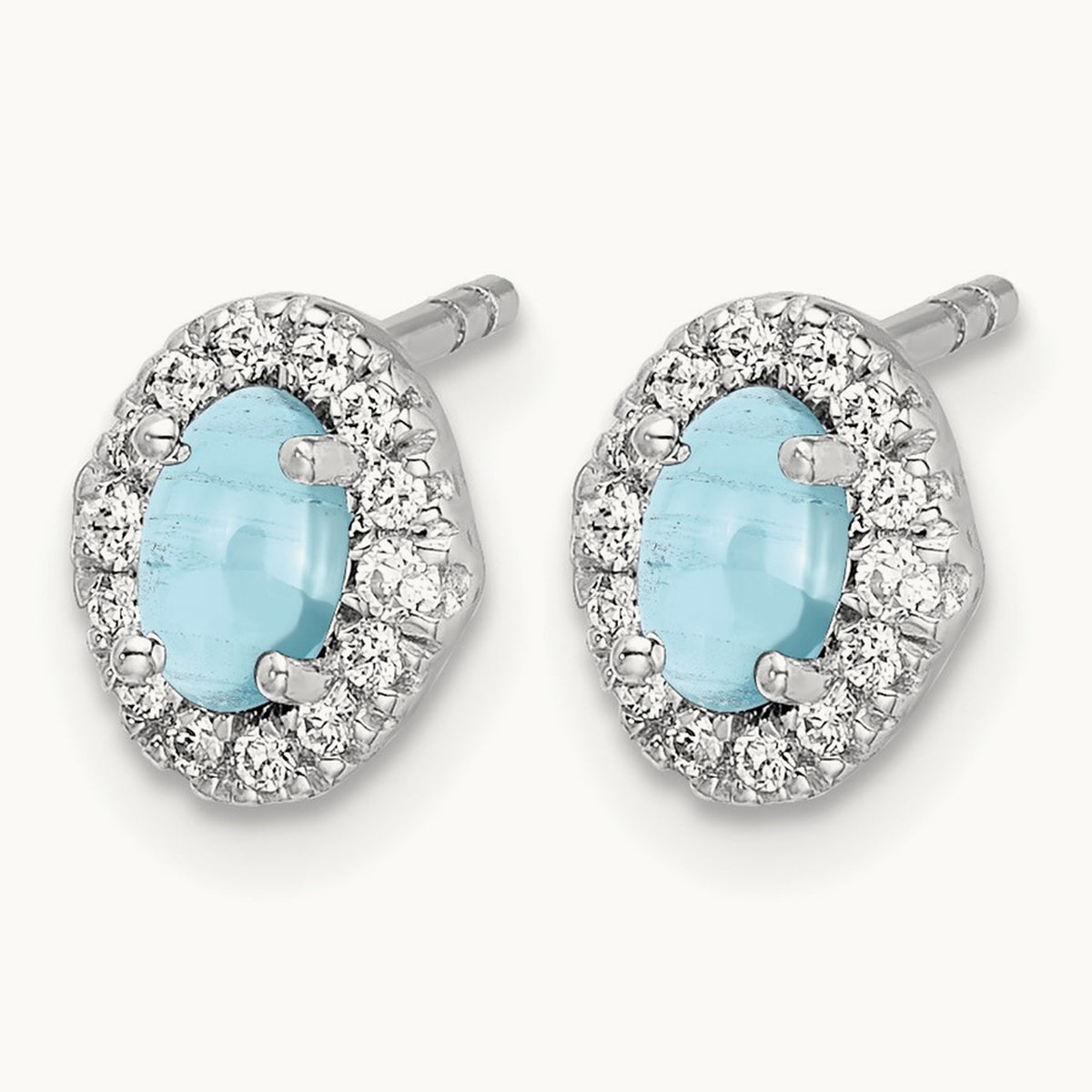 Diamond and Cabochon Aquamarine Earrings — photo set