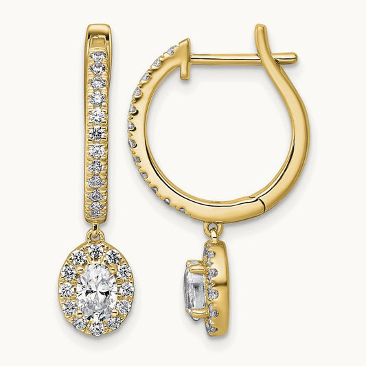 Dangle Hoop Earrings, 1.00 ct tw Lab-Grown Diamond — 14K Yellow Gold