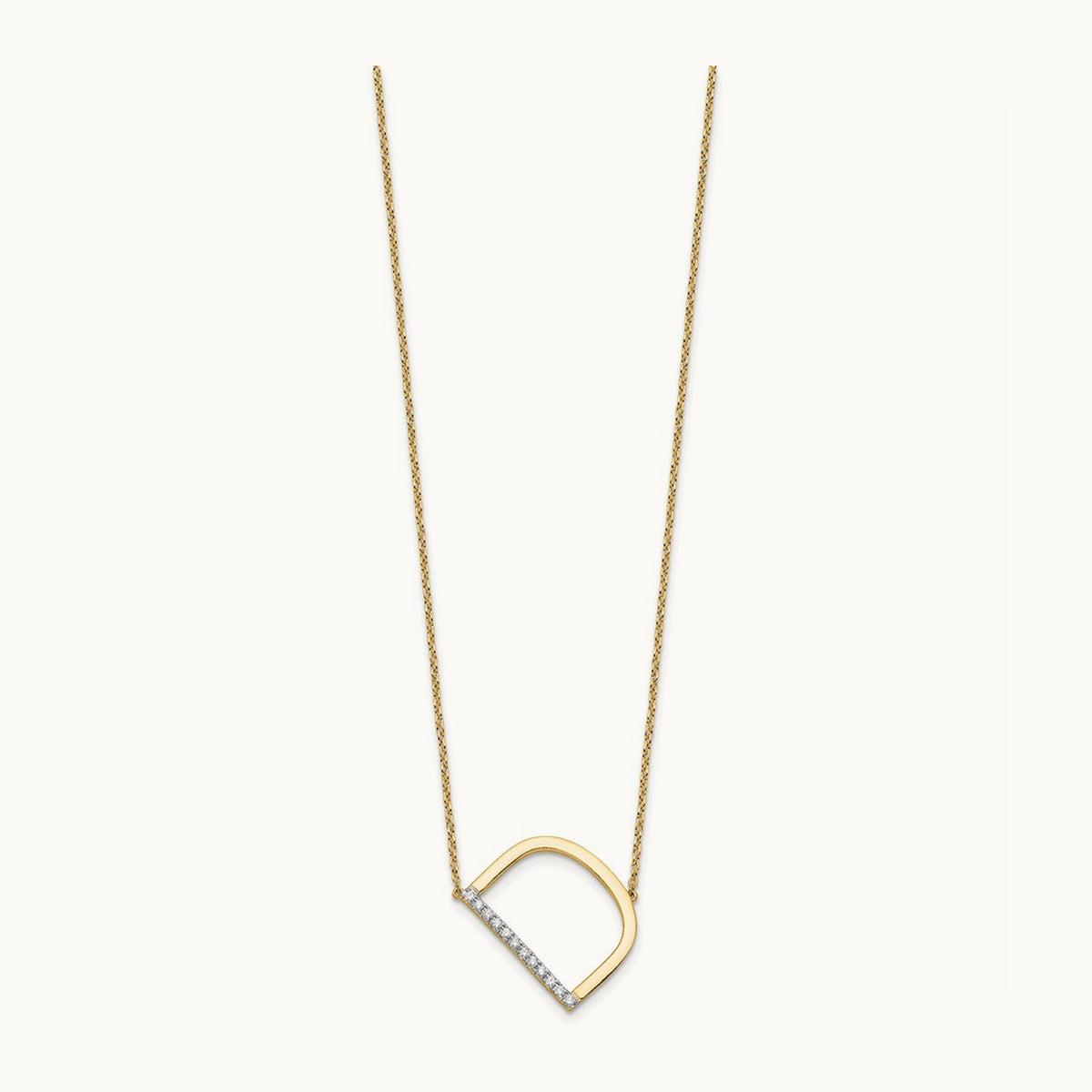 Sideways Diamond Necklace — 14K Yellow Gold, D