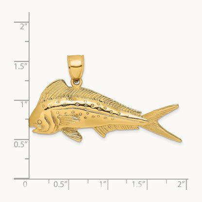 3-D Female Dorado (Mahi-Mahi) Charm, 14K