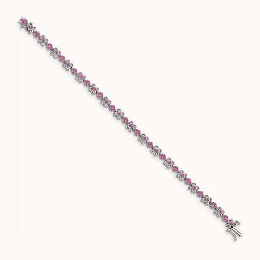 Created Pink Sapphire Bracelet, 14K White Gold