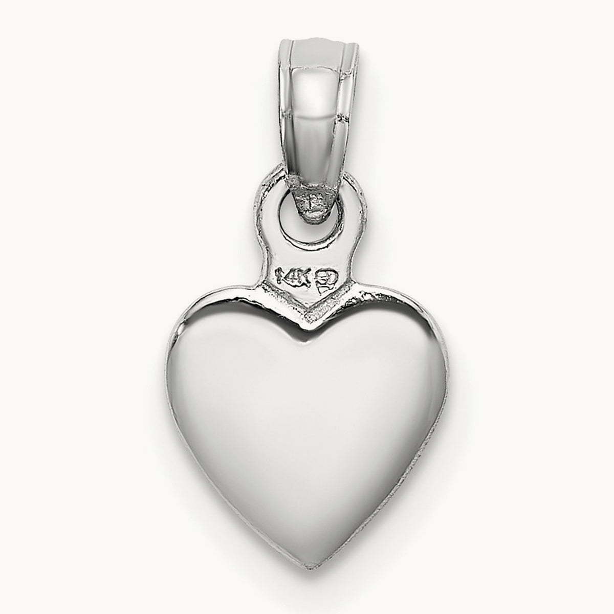 Polished 3D Heart Pendant — 14K White Gold