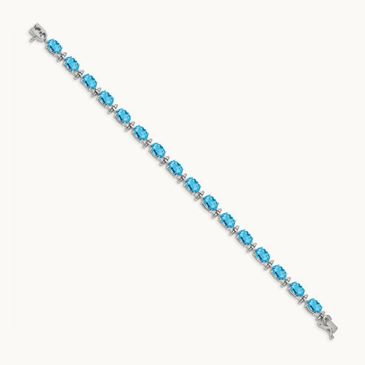 Blue Topaz Bracelet, 14K White Gold