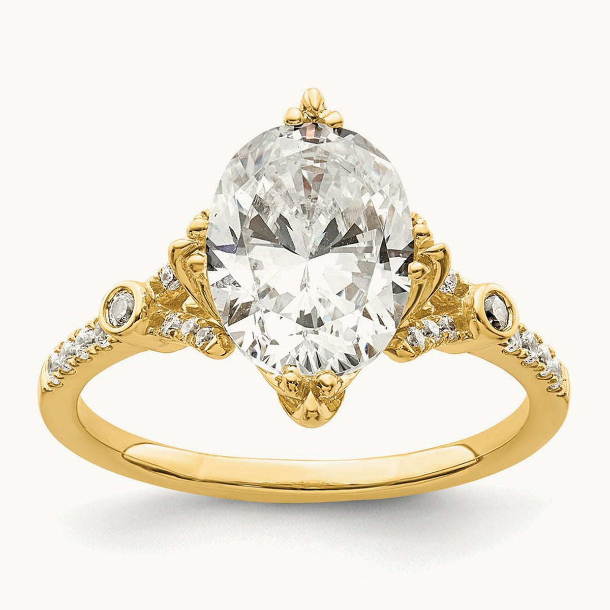 Gold Oval Semi-Mount Engagement Ring — 2 ct, 7