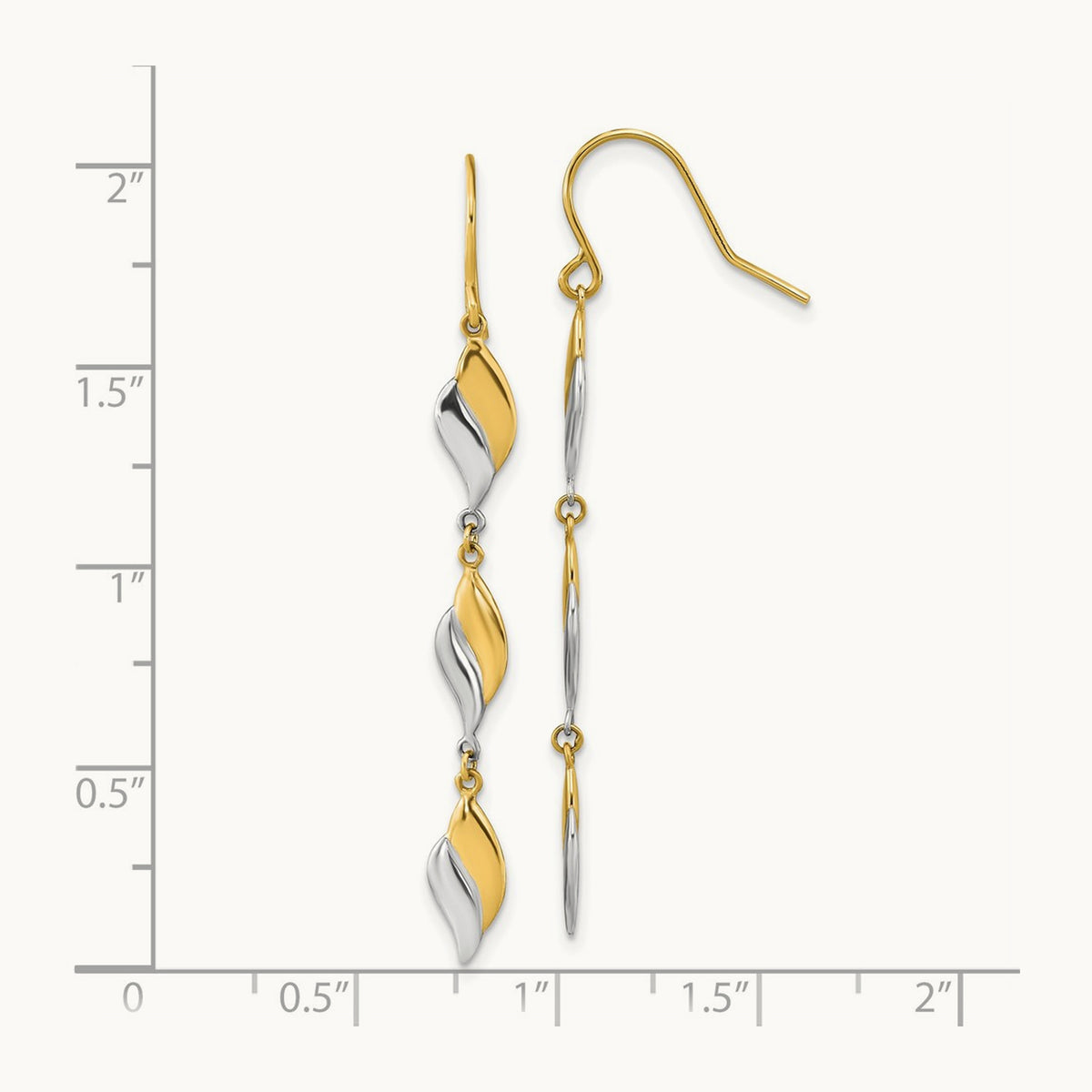 Polished Wavy Dangle Earrings, 14K Two-tone
