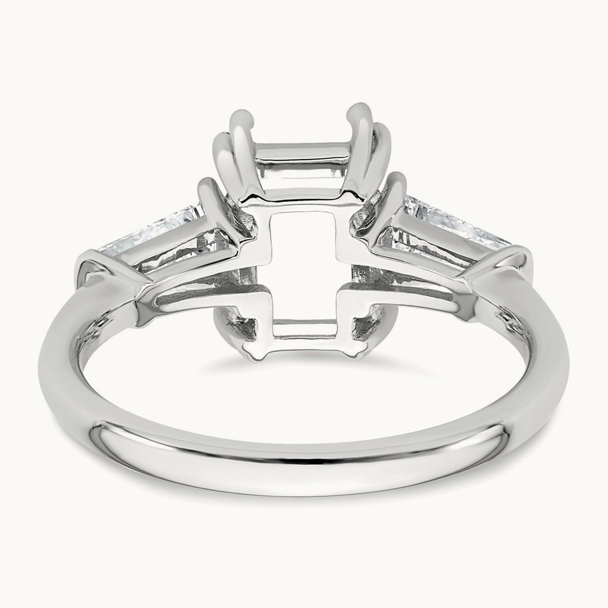 Emerald Center Semi-Mount Engagement Ring — 14K White Gold, 7/8 ct, 7