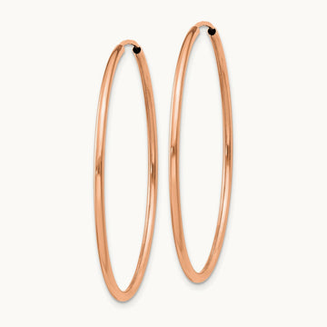 Polished Endless Tube Hoop Earrings, 1.50mm, 14K Rose Gold