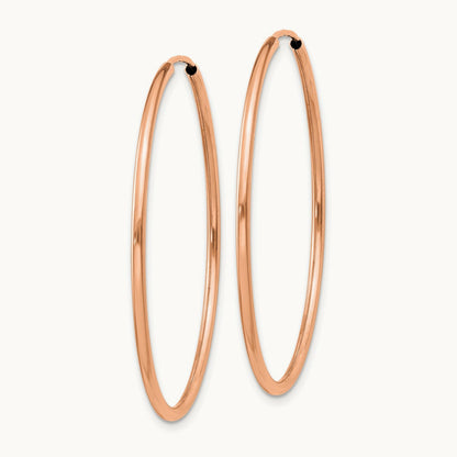 Polished Endless Tube Hoop Earrings, 1.50mm, 14K Rose Gold