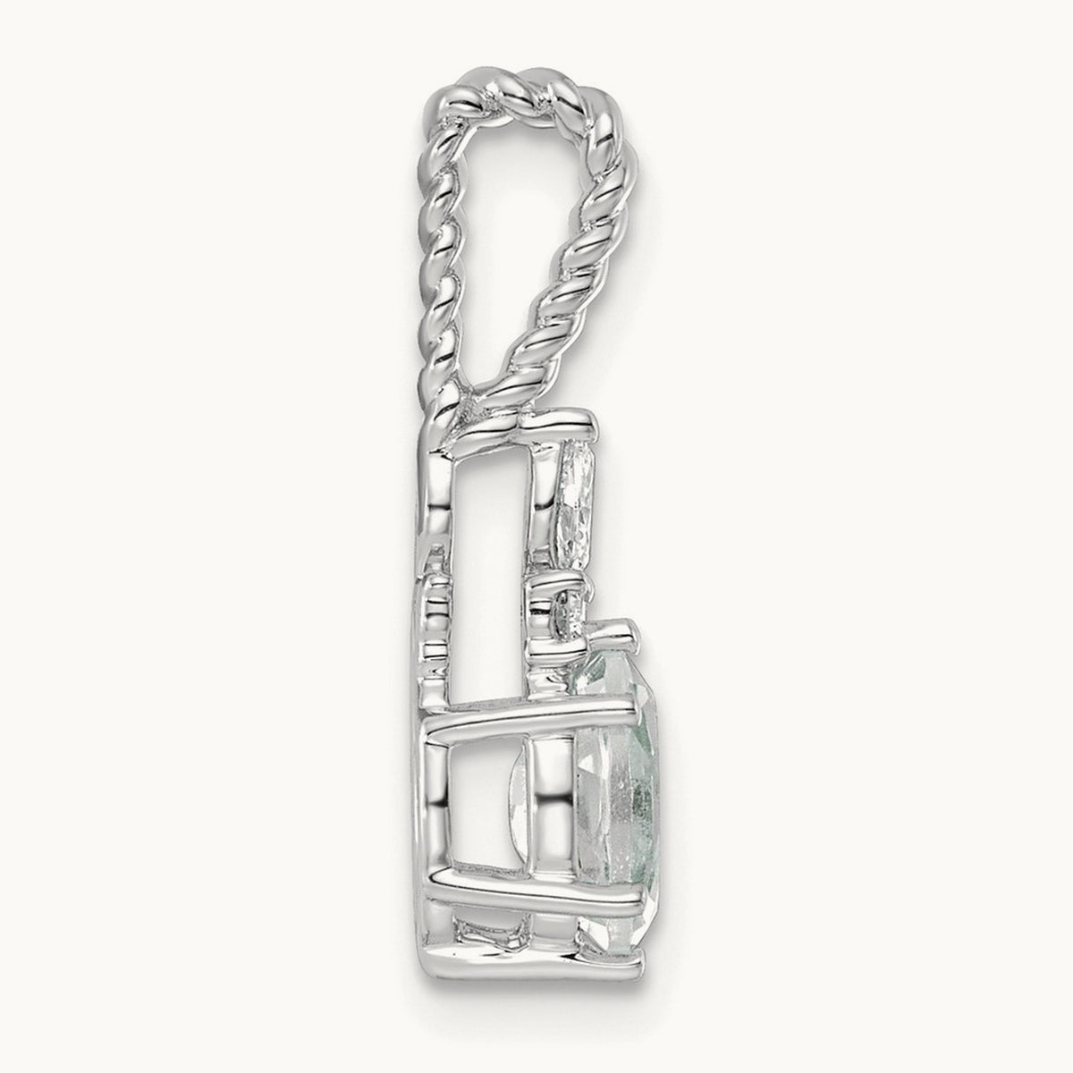 Polished Diamond and Topaz Twisted Chain Slide — 14K White Gold