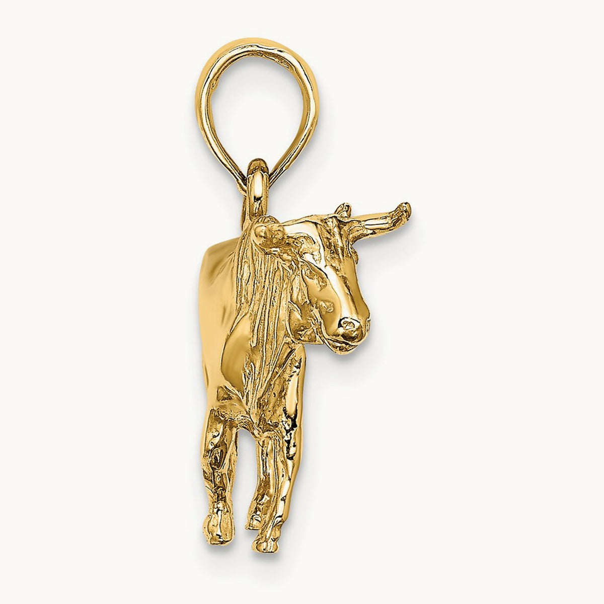 3-D Bull w/Horns Charm, 14K