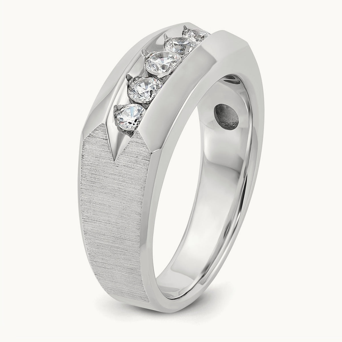 IBGoodman Men's Polished & Satin 5-Stone Diamond Ring, 14K White Gold