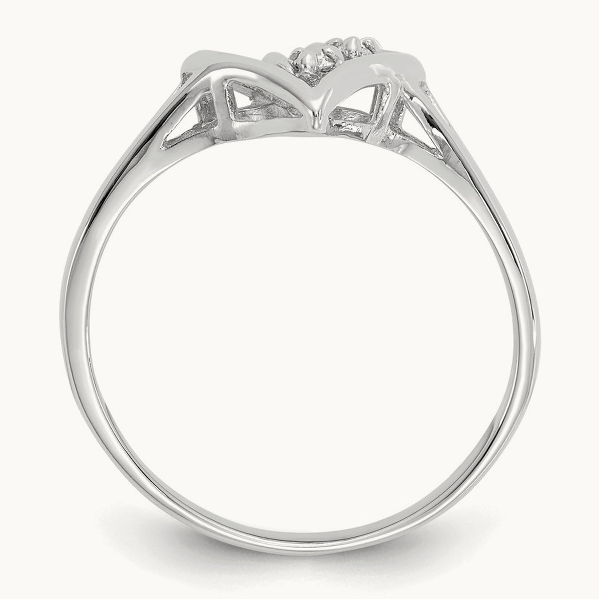 Polished AA Diamond Heart Ring, 14K White Gold
