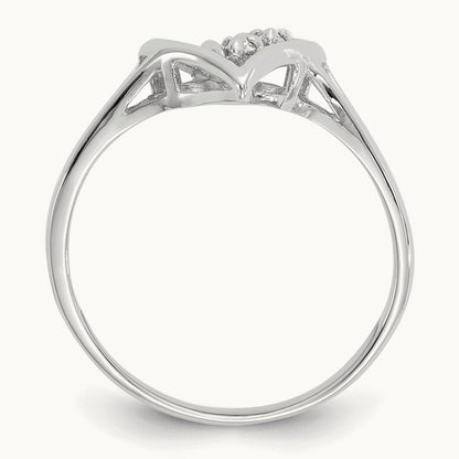 Polished AA Diamond Heart Ring, 14K White Gold