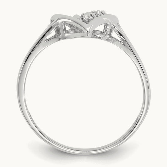 Polished AA Diamond Heart Ring, 14K White Gold