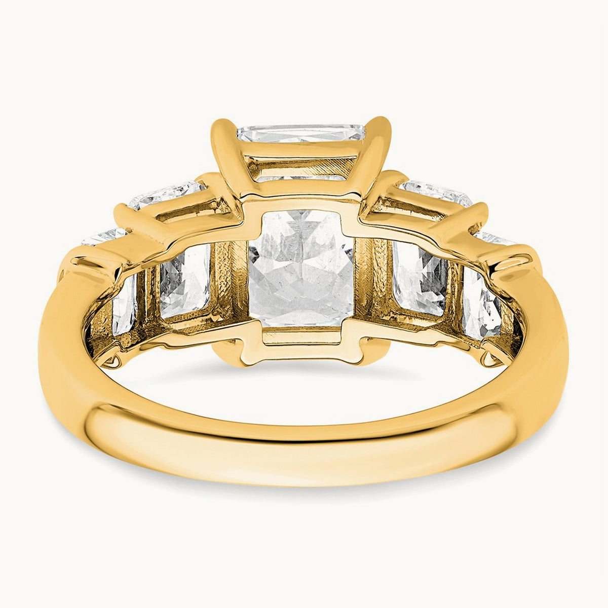 Emerald 3 Stone Engagement Ring, 3.50 ct tw Lab-Grown Diamond — 14K Yellow Gold