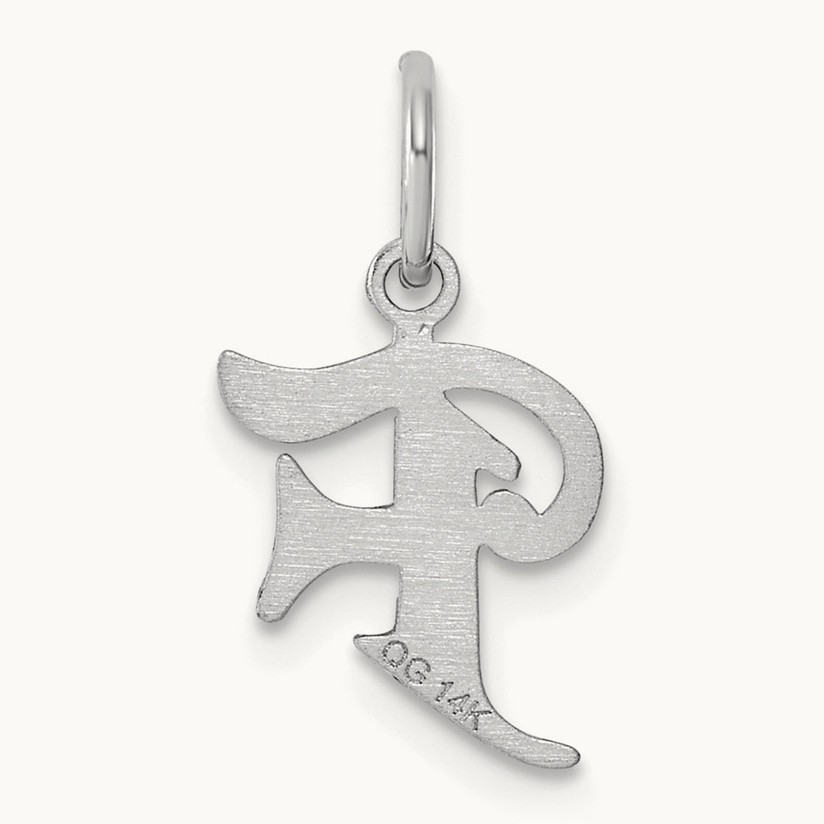 Diamond-cut Initial Charm — 14K White Gold, F