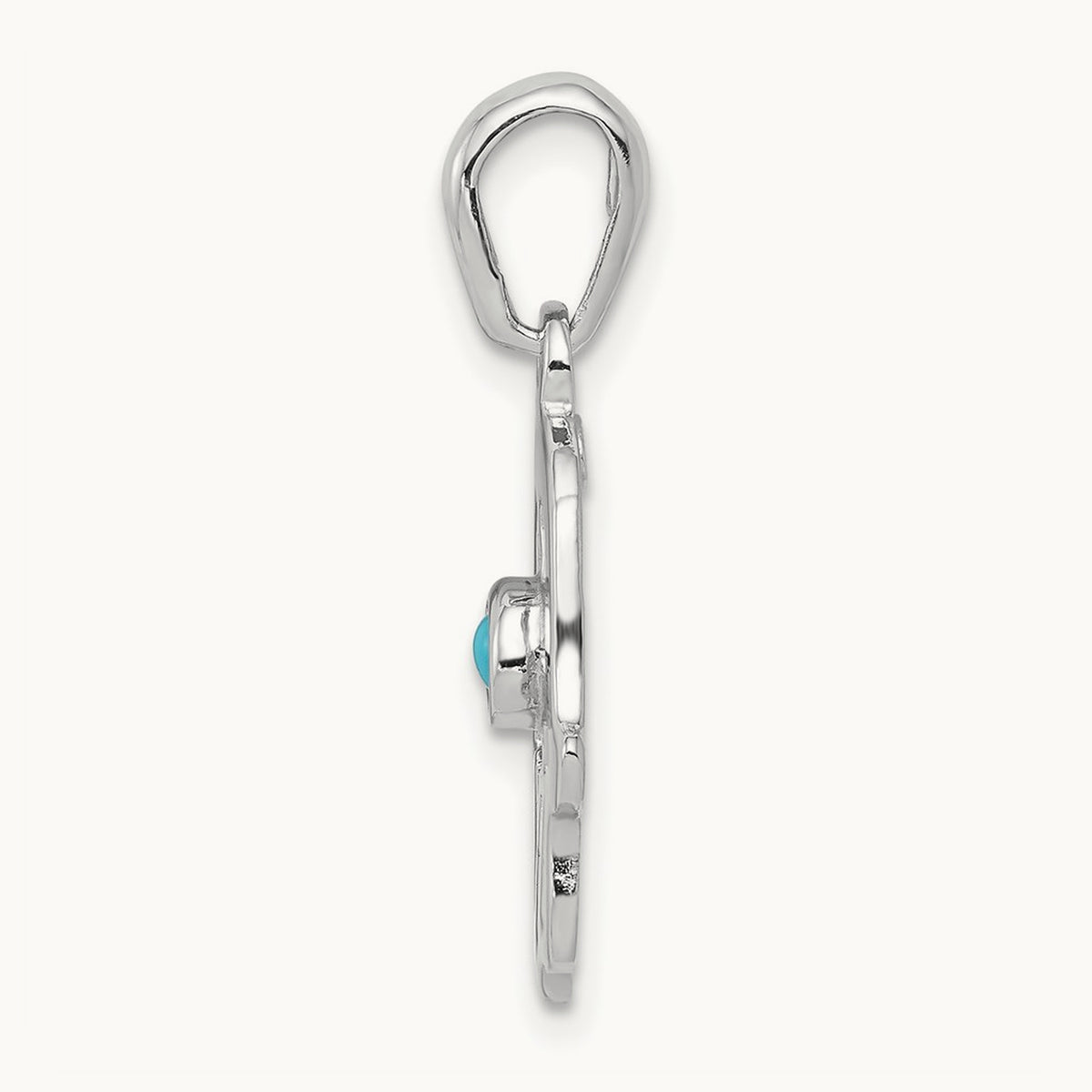 Turquoise Chamseh Pendant — 14K White Gold