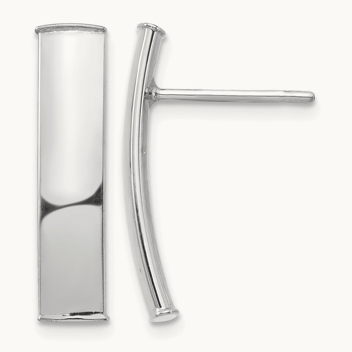 Polished Post Earrings — 14K White Gold