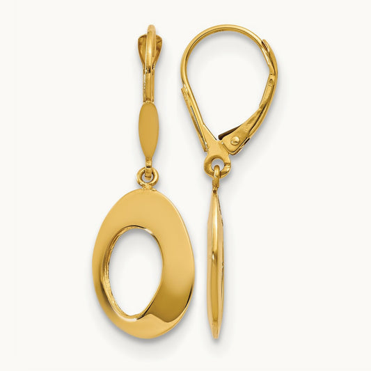 Polished Hollow Circles Leverback Earrings, 14K — Leslie's