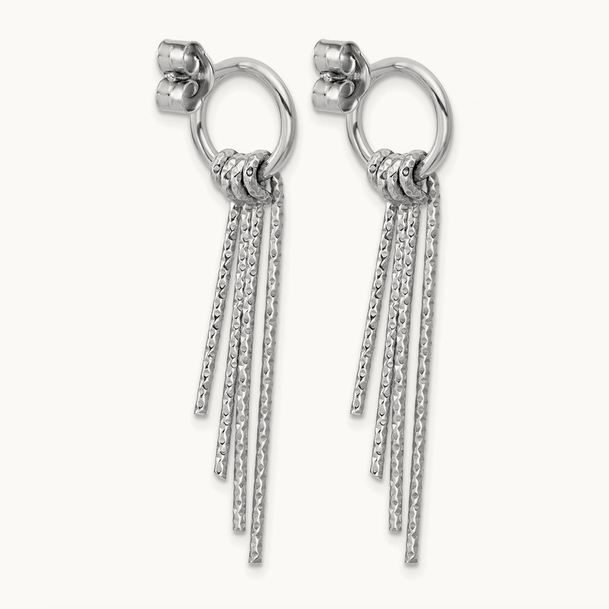 Rh-Plated D/C Movable Dangle Post Earrings, Sterling Silver — Leslie's