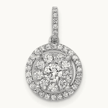 1/2ct. Diamond Round Halo Cluster Pendant, 14K White Gold