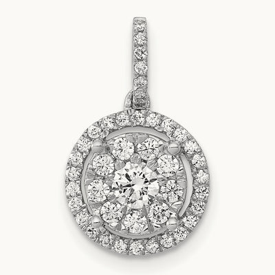 1/2ct. Diamond Round Halo Cluster Pendant, 14K White Gold