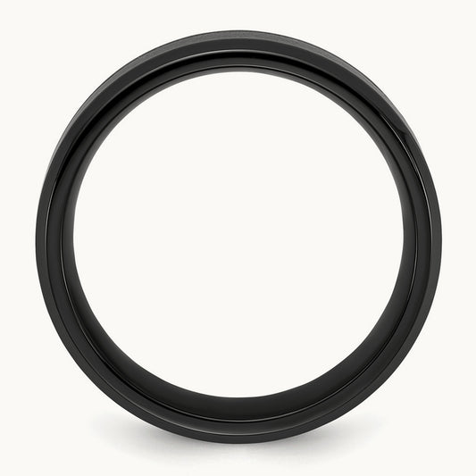Polished Black IP w/Blue Star Sandstone Inlay Band, 8mm, Stainless Steel