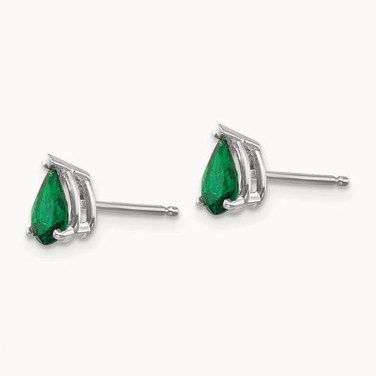 Tsavorite Earrings, 14K White Gold