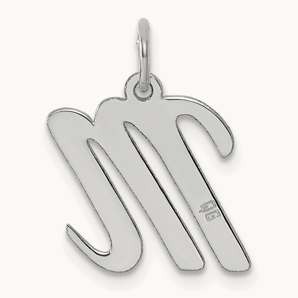 Medium Script Initial Charm — 14K White Gold, M
