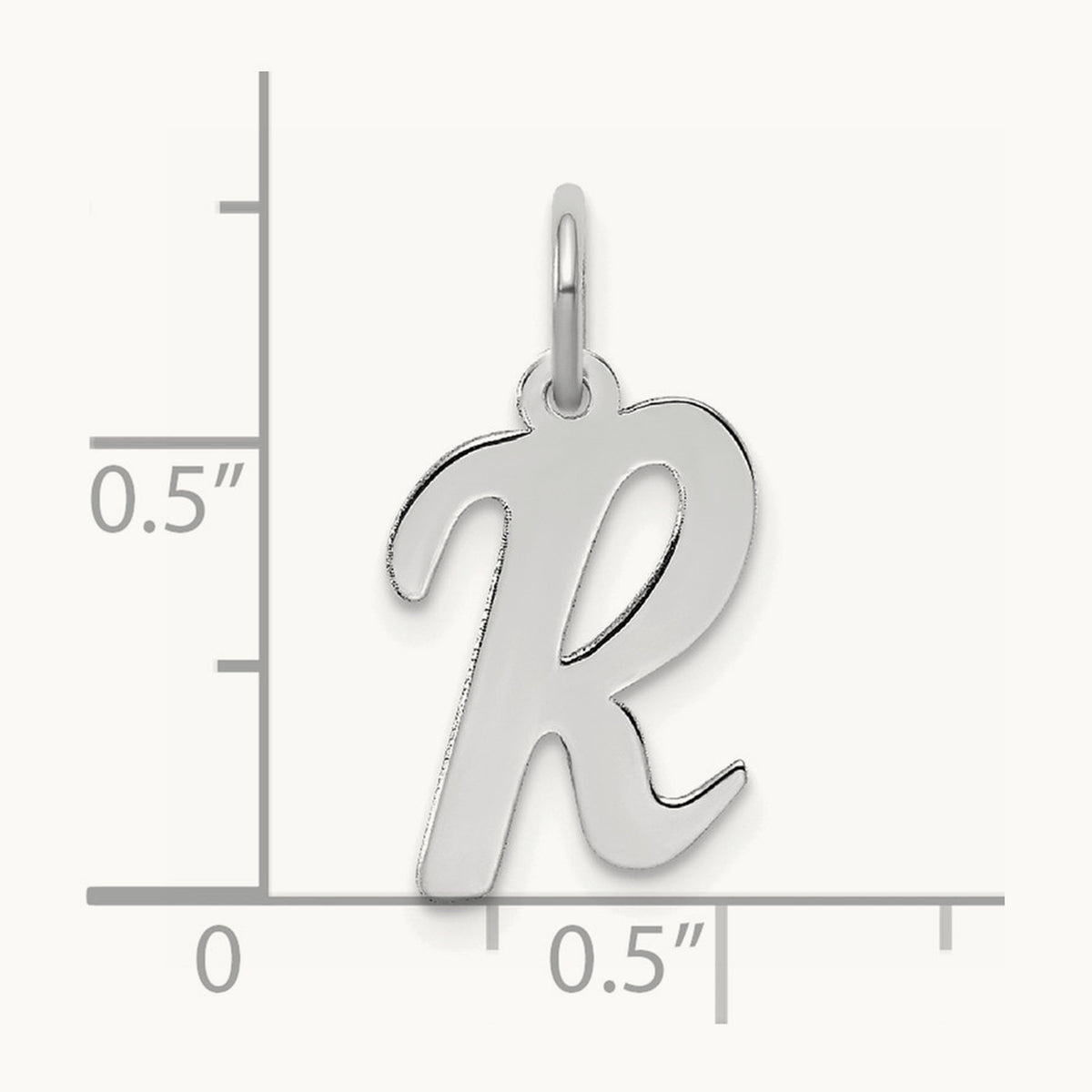 Medium Script Initial Charm — 14K White Gold, R