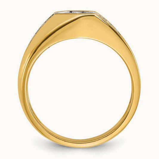 Men's Polished and Satin Diamond Ring — IBGoodman — photo set