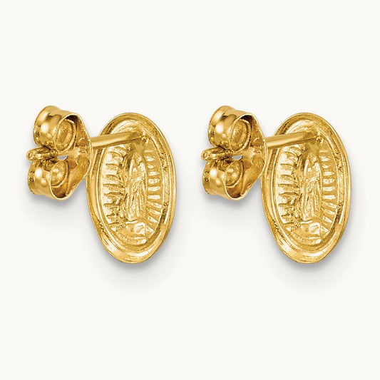 Polished Our Lady of Guadalupe Post Earrings, 14K