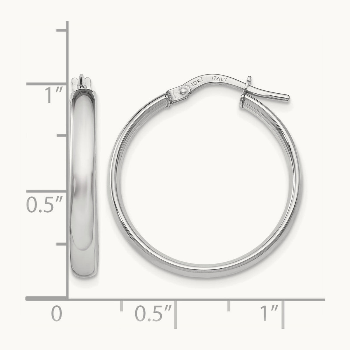 Polished Hoop Earrings, 10K White Gold — Leslie's