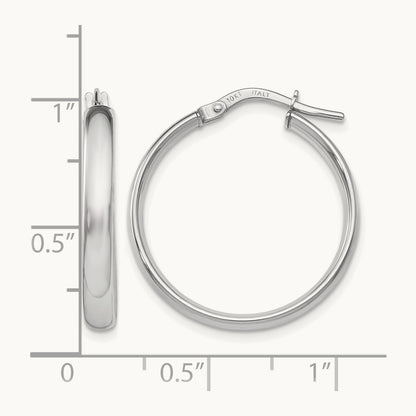 Polished Hoop Earrings, 10K White Gold — Leslie's