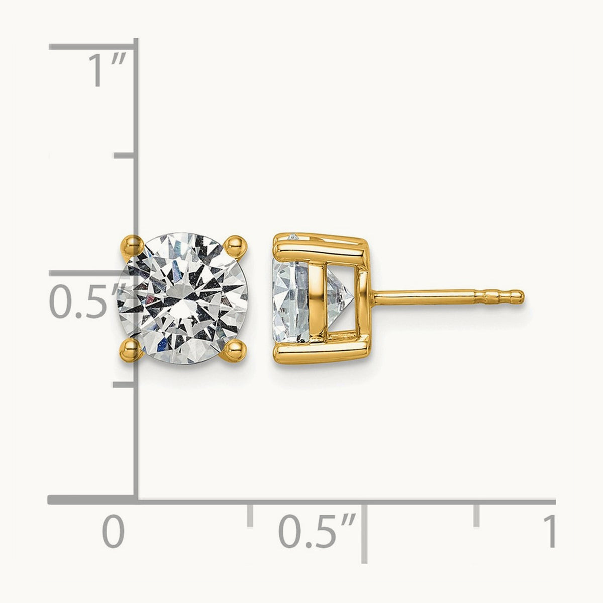 Round Lightweight Earrings, 0.25-6.00 ct tw Lab-Grown Diamond — 3 ct, 10K Yellow Gold
