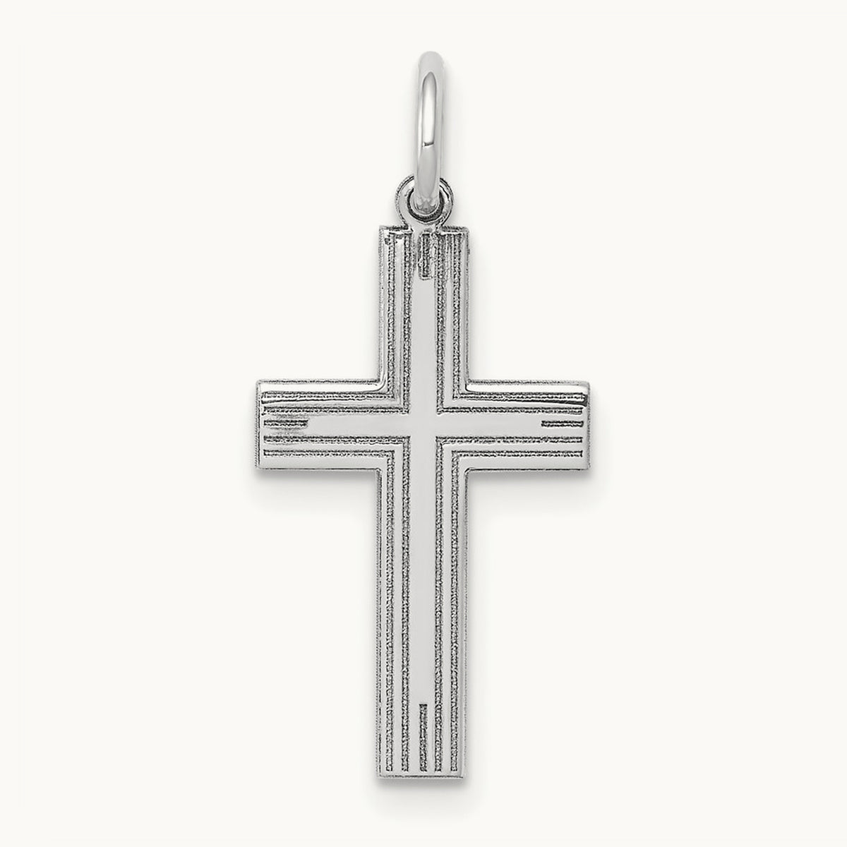 Laser Designed Cross Pendant, 14K White Gold