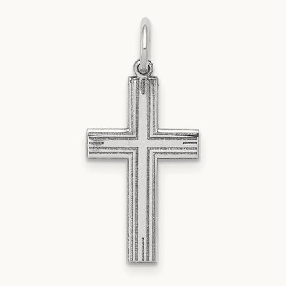 Laser Designed Cross Pendant, 14K White Gold