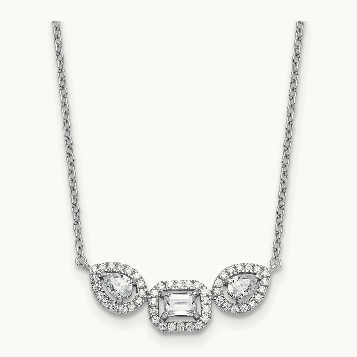3 Stone Necklace, 0.75 ct tw Lab-Grown Diamond