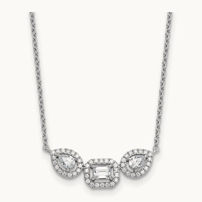 3 Stone Necklace, 0.75 ct tw Lab-Grown Diamond