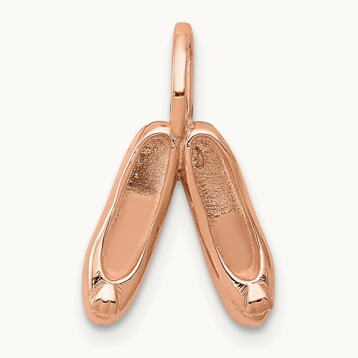 Solid Polished 3-D Ballet Slippers Charm, 14K Rose Gold