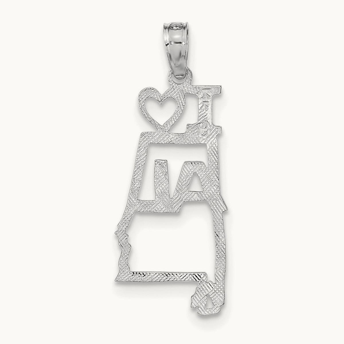 Solid Alabama State Pendant — 14K White Gold