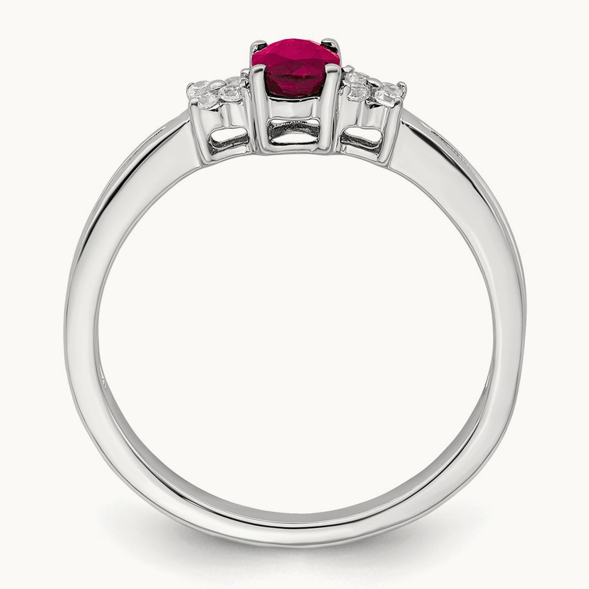 Oval Ruby and Diamond Ring, 14K White Gold
