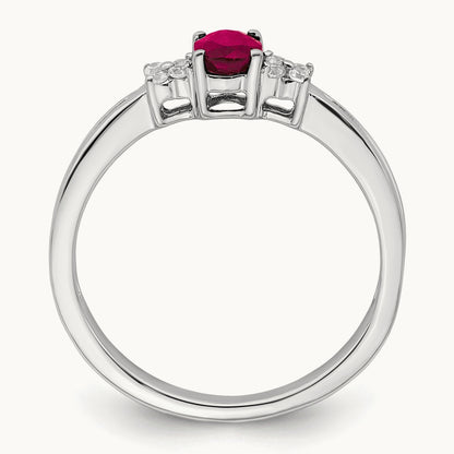 Oval Ruby and Diamond Ring, 14K White Gold