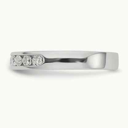 9-Stone Diamond Channel Band, 14K White Gold