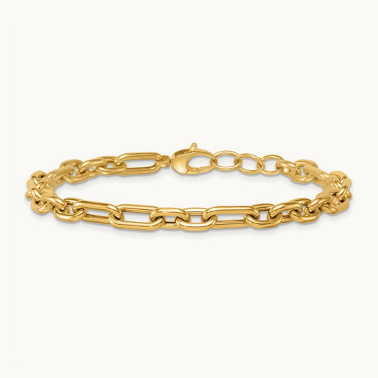 Polished Fancy Open Link w/ .5in ext. Bracelet, 14K