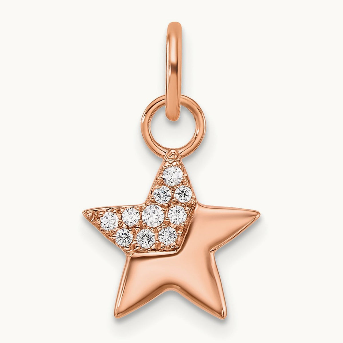 Polished Diamond Star Charm — 14K Rose Gold