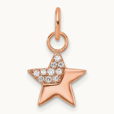 Polished Diamond Star Charm — 14K Rose Gold