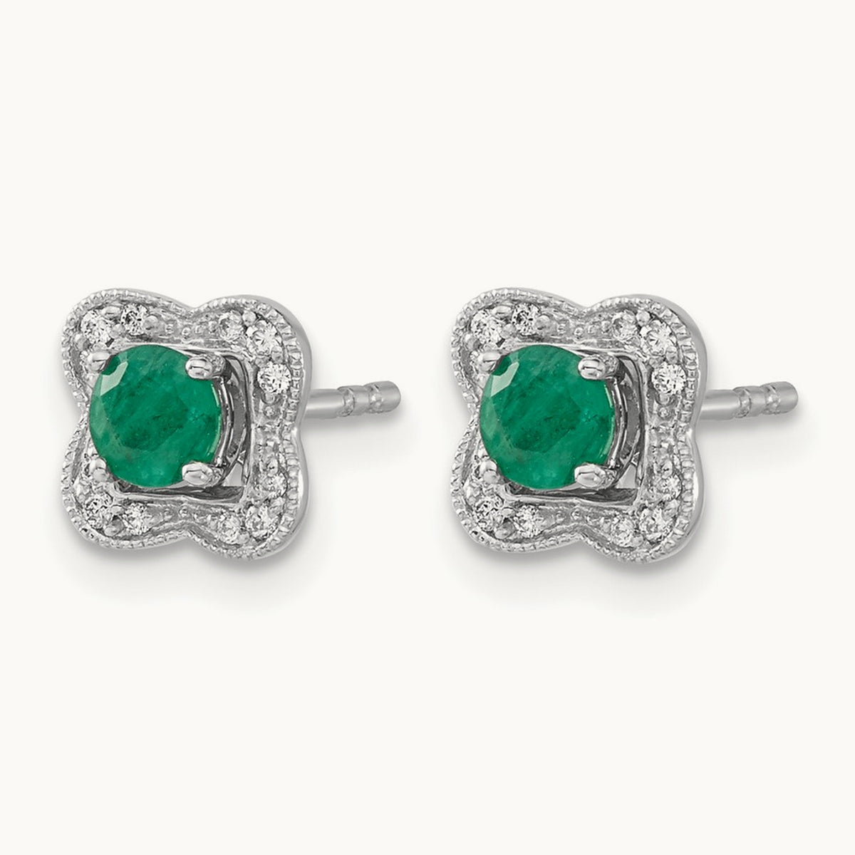 Diamond and Emerald Stud w/ Jacket Earrings — photo set